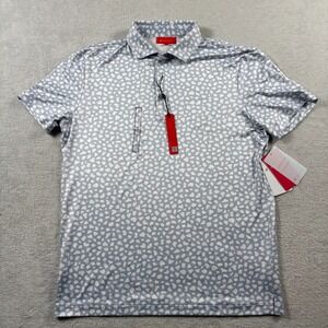 Redvanly Chatillon Polo Shirt Mens Medium Blue Lavender Leopard Athletic Golf